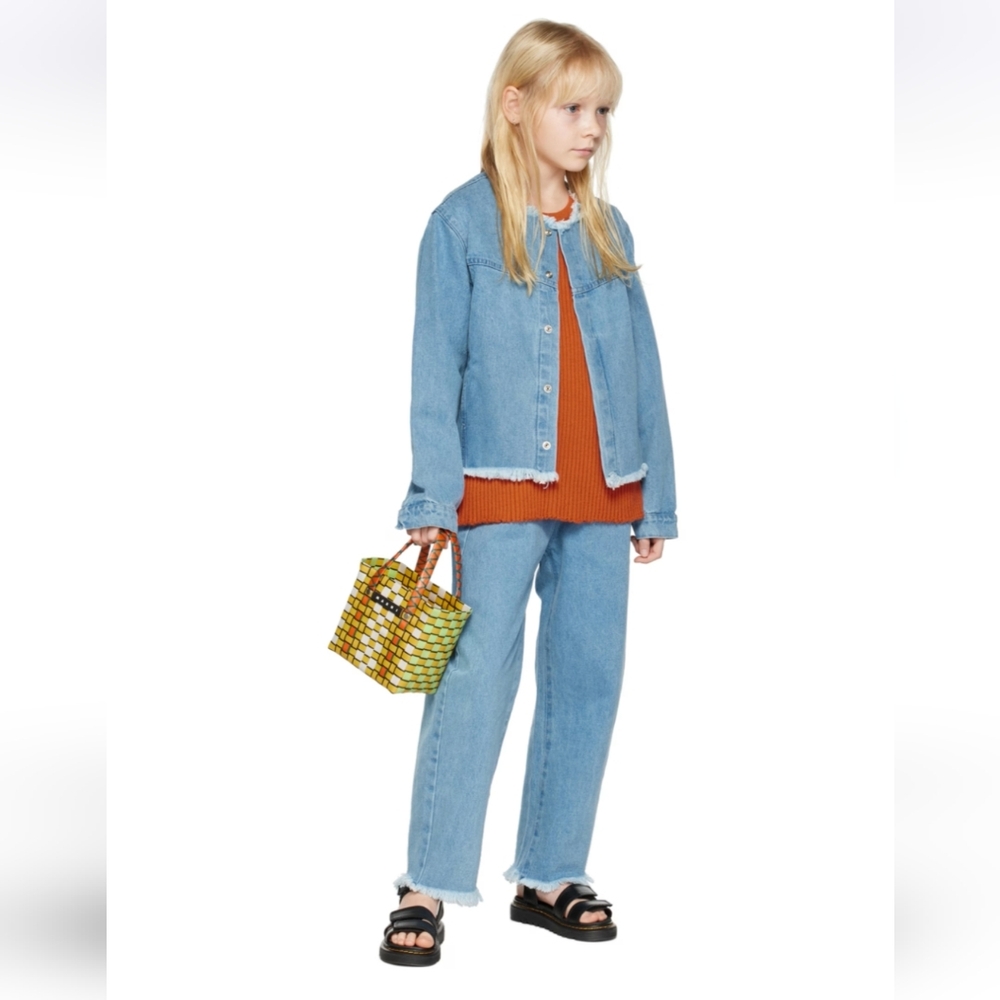 MIA Kids Denim Jacket with Frayed Edges - Light Blue
